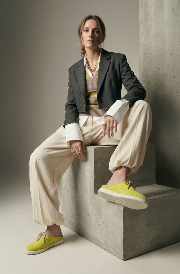 FashionSets - Головна 10 Жіночі анатомічні замшеві мюлі жовті | 96062