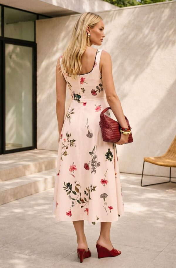 Сарафан з флористичним візерунком бежевий | 96405