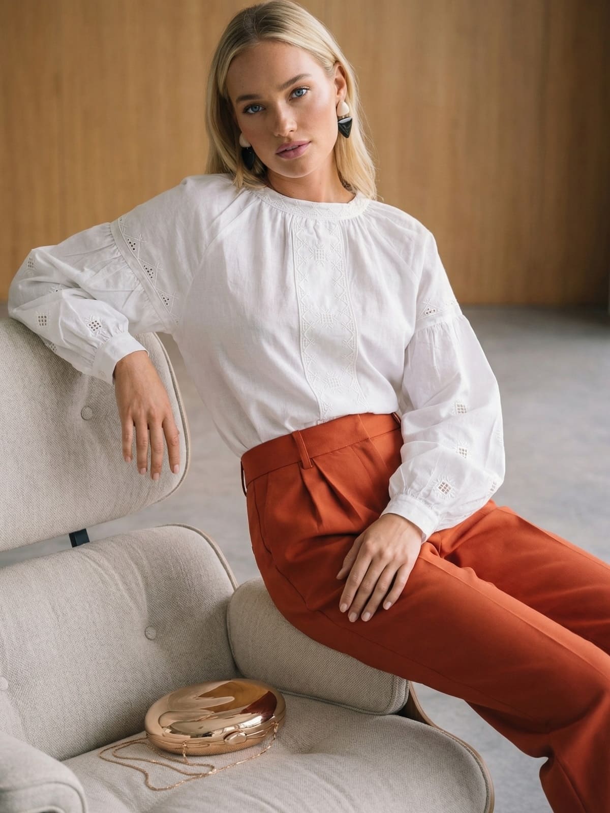 Літня блузка з об'ємними рукавами біла | 95814