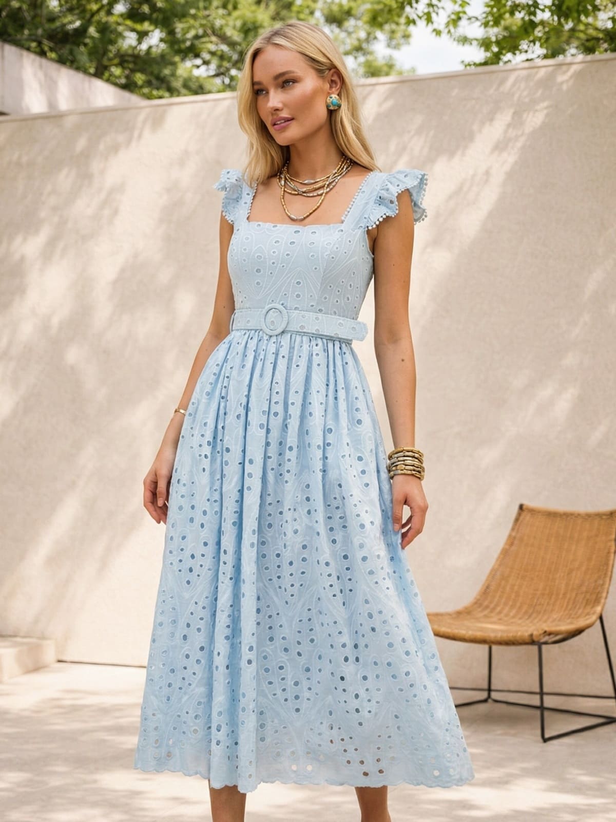 Сукня з прошви з рукавами-крильцями блакитна | 96049 Сукня з прошви з рукавами-крильцями блакитна | 96049