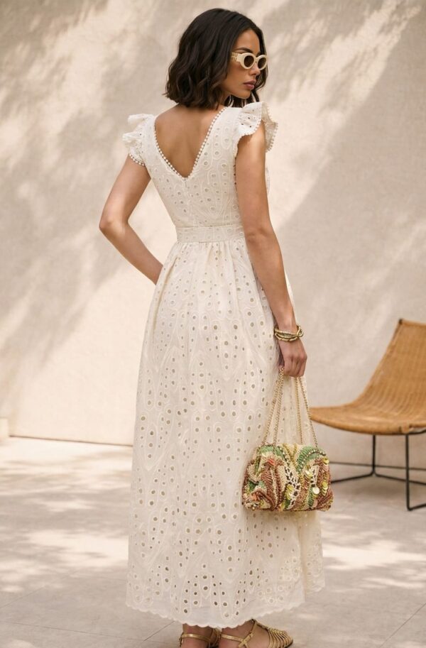 Сукня з прошви з рукавами-крильцями бежева | 96021