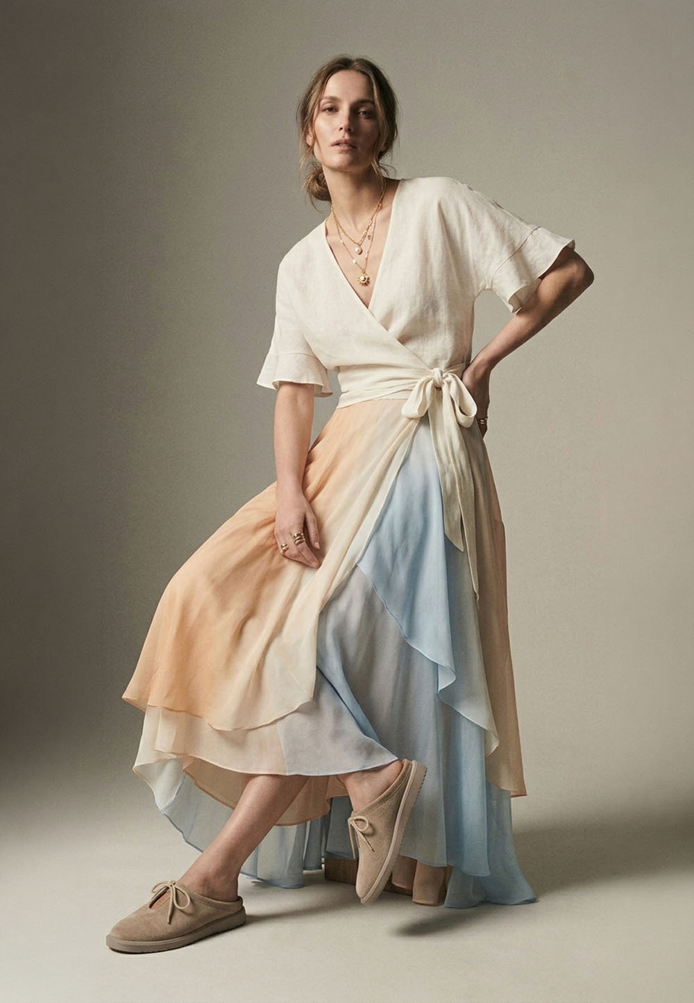 Жіночі анатомічні замшеві мюлі бежеві | 97332