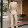 Жатий костюм із жилетом та штанами бежевий | 97108