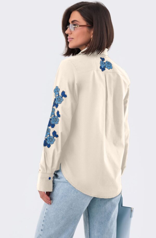 FashionSets - Головна 12 Сорочка з вишивкою вільного крою молочна | 98285