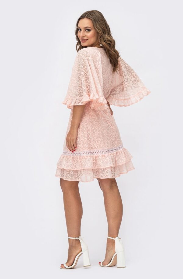 FashionSets - Головна 12 Літнє плаття з бавовни з візерунком пудрове | 97686