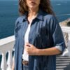 Джинсова сорочка темно-синя з вишивкою | 97805 Джинсова сорочка темно-синя з вишивкою | 97805