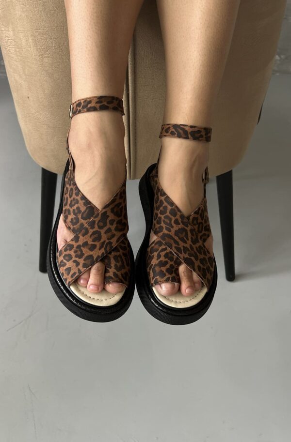 FashionSets - Головна 11 Замшеві босоніжки леопардові коричневі | 98957