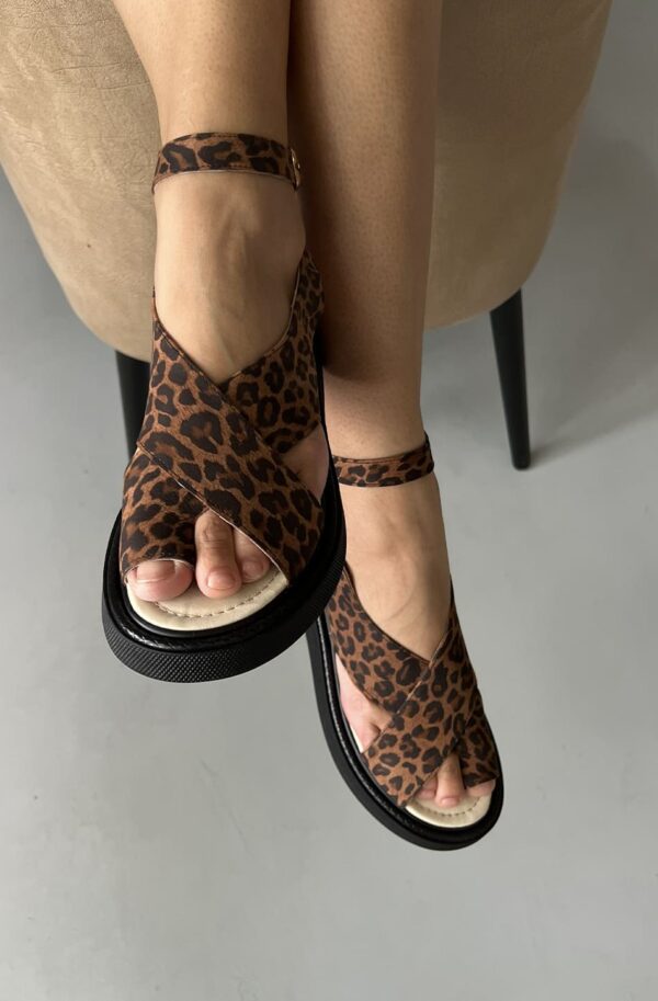 FashionSets - Головна 12 Замшеві босоніжки леопардові коричневі | 98957