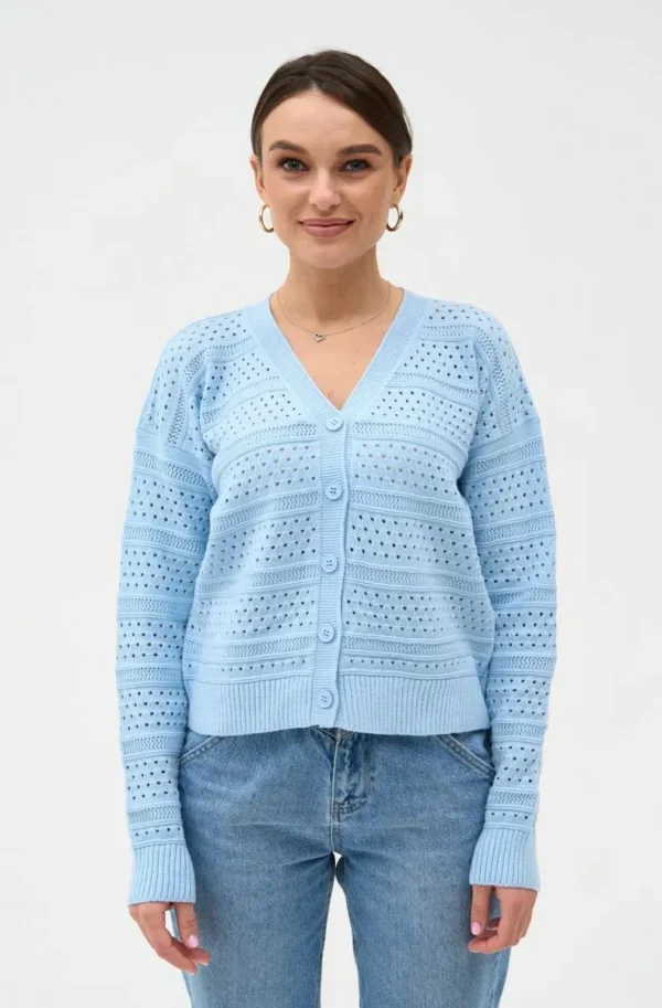 FashionSets - Головна 15 Жіночий в'язаний ажурний кардиган блакитний | 99626