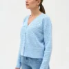 Жіночий в'язаний ажурний кардиган блакитний | 99626