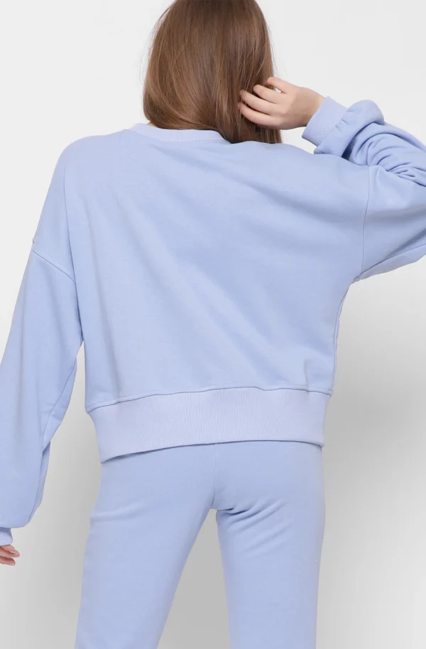 Бавовняний жіночий світшот оверсайз блакитний | 99850