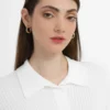 Короткий в'язаний кардиган в рубчик білий | 99763