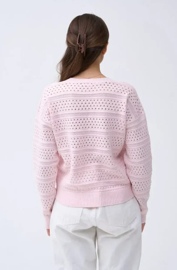 FashionSets - Головна 14 Жіночий в'язаний ажурний кардиган рожевий | 99634