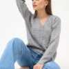 Жіночий в'язаний ажурний кардиган світло-сірий | 99619