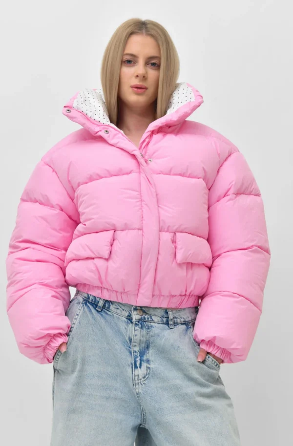 FashionSets - Головна 13 Зимова жіноча коротка куртка-пуховик рожева | 100082