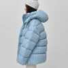 Зимовий пуховик oversize у смужку блакитний | 100679