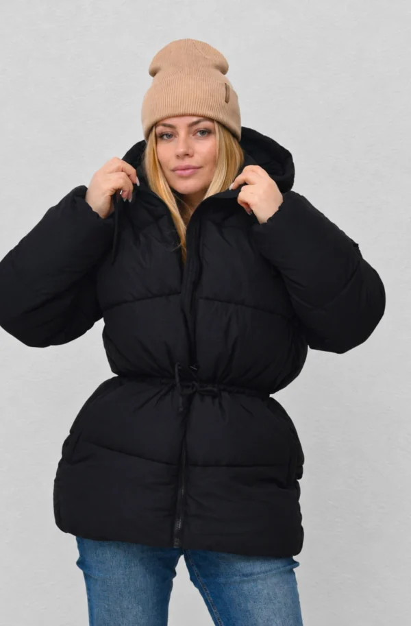 FashionSets - Головна 11 Зимова куртка-пуховик з капюшоном чорна | 101125