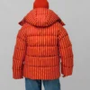 Зимовий пуховик oversize у смужку червоний | 100732 11 Зимовий пуховик oversize у смужку червоний | 100732