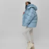 Зимовий пуховик oversize у смужку блакитний | 100679